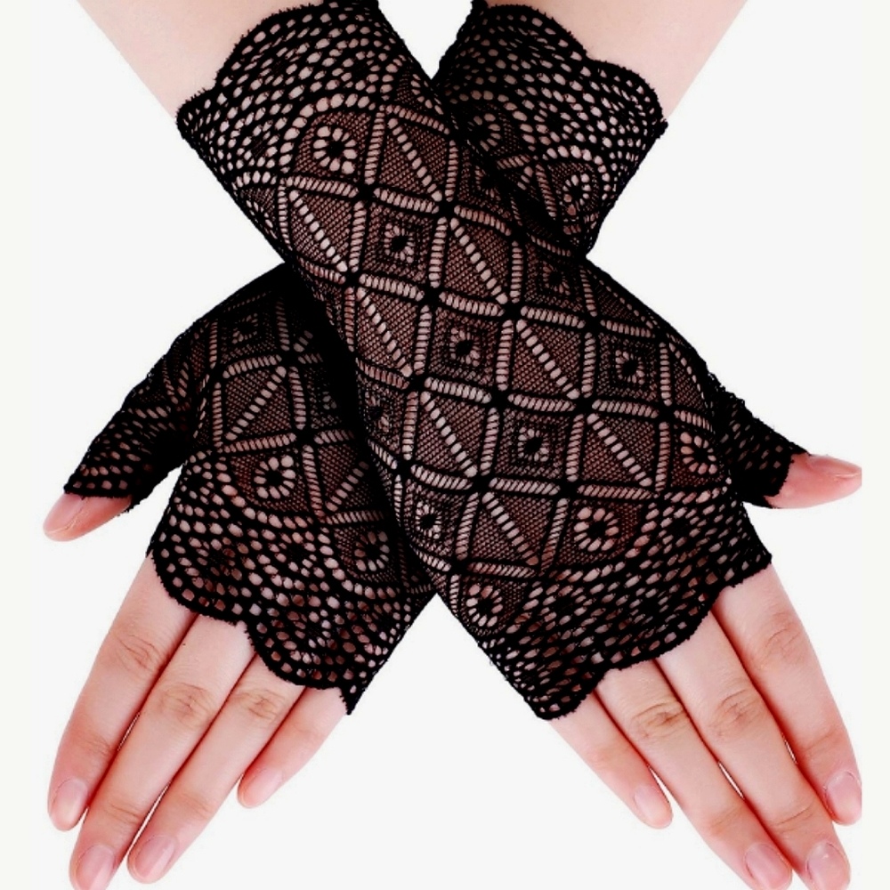 Feminine White Lace Fingerless Gloves Tea Party Brunch Weddings Bridal C…